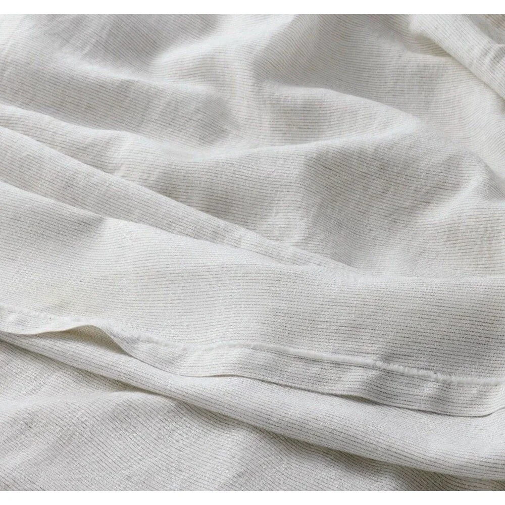 King 100% Linen Sheet Set Dark Gray Micro Stripe - Casaluna